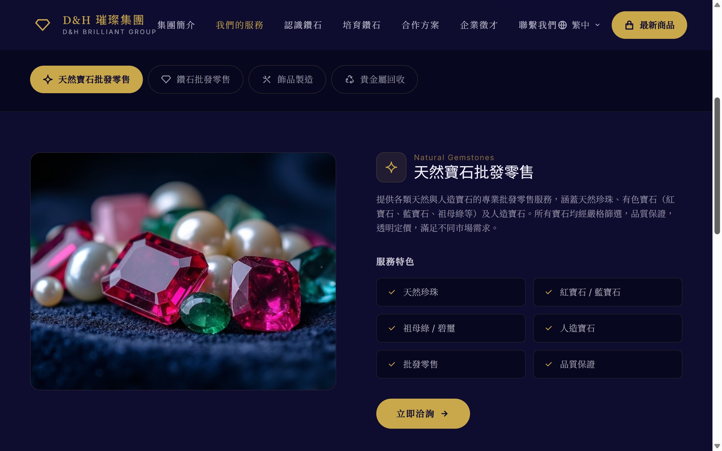 D&H 璀璨集團服務頁面